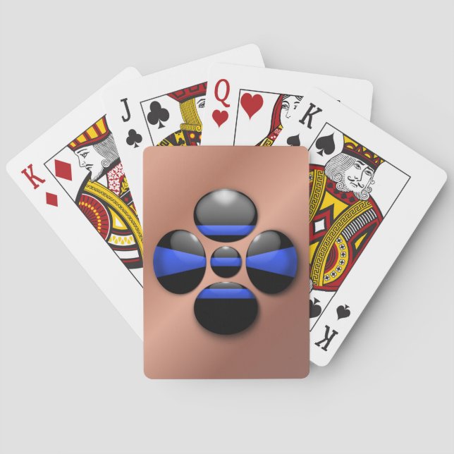 Jeu De Cartes Bouton Shamrock Ligne Bleue Mince (dos)