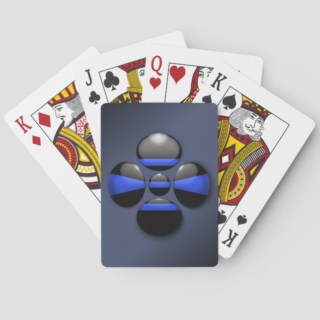 Jeu De Cartes Bouton Shamrock Ligne Bleue Mince (dos)