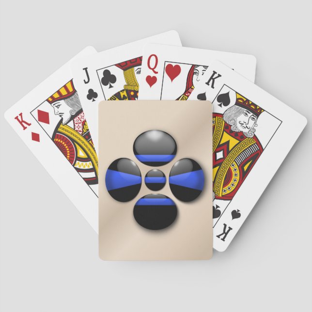 Jeu De Cartes Bouton Shamrock Ligne Bleue Mince (dos)