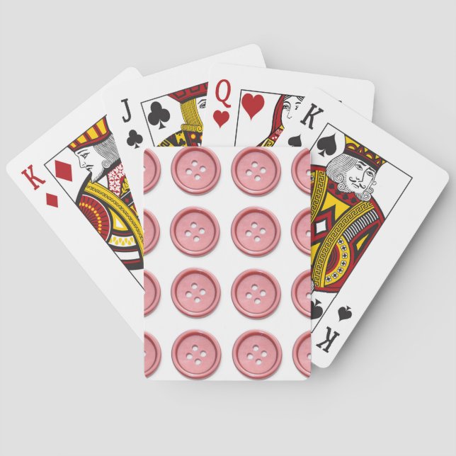 Jeu De Cartes Boutons roses sur blanc (dos)