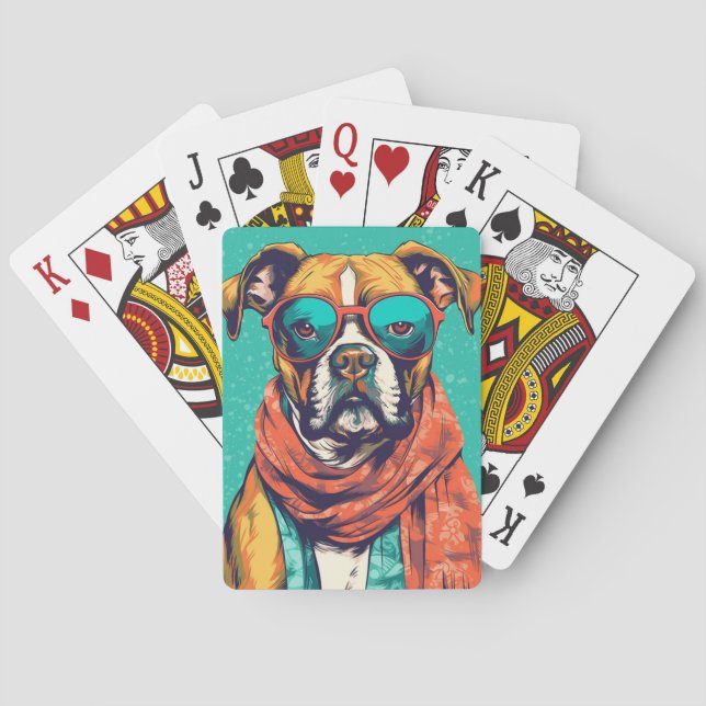 Jeu De Cartes Boxer Dog Pop Art - Amoureux de les chiens amusant (dos)