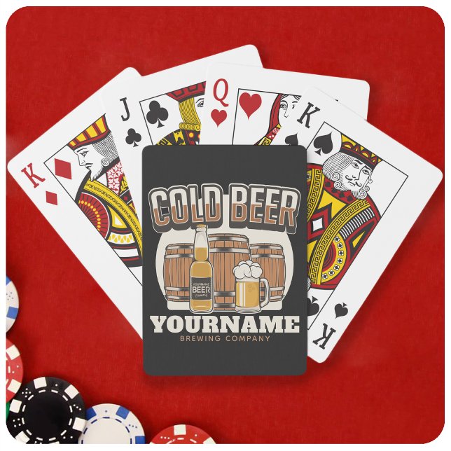 Jeu De Cartes Brasserie en chêne froid personnalisée Brasserie e (Créateur téléchargé)
