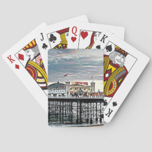 Jeu De Cartes Brighton Pier et ciel nuageux Peinture numérique
