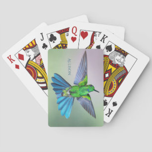 Jeu De Cartes Brillant Hummingbird Flying Nom personnalisé