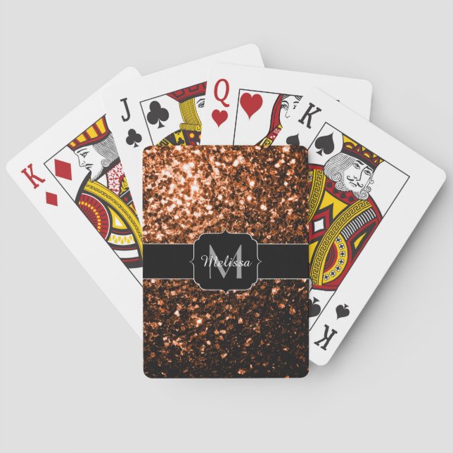 Jeu De Cartes Bronze brun cuivre fausse parties scintillant scin (dos)