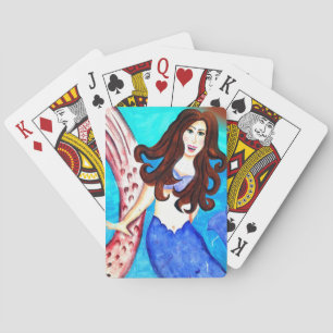Jeu De Cartes brunette mermaid jouant aux cartes