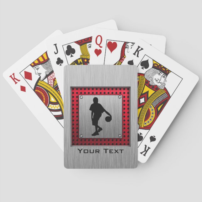 Jeu De Cartes Brushed metal look, basket-ball; red (dos)