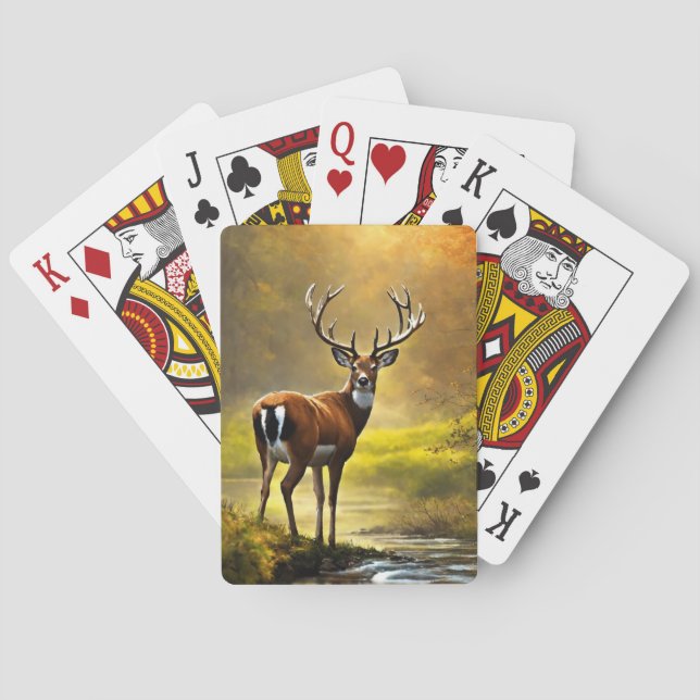 Jeu De Cartes Buck White Quest Deer dans un ruisseau (dos)