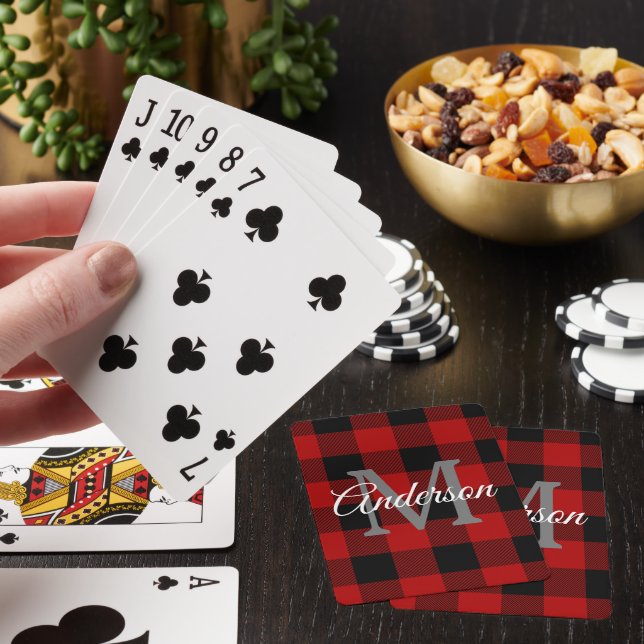 Jeu De Cartes Buffalo rouge abattu | Initiale personnelle | Cade (In Situ)