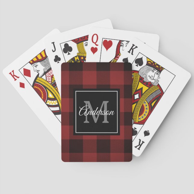 Jeu De Cartes Buffalo rouge abattu | Initiale personnelle | Cade (dos)