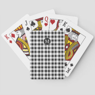Jeu De Cartes Buffle noir et blanc rustique plaqué Monogramme