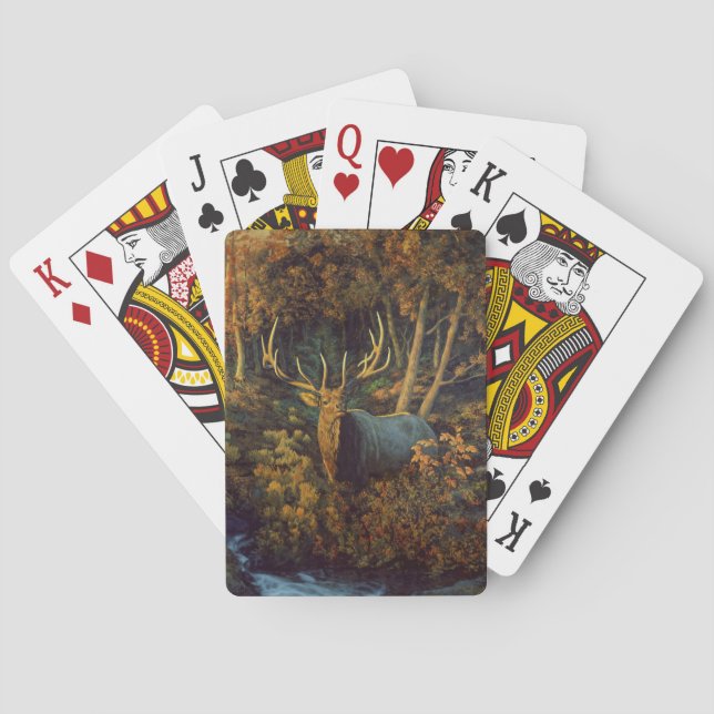 Jeu De Cartes Bull Elk dans la forêt d'automne (dos)