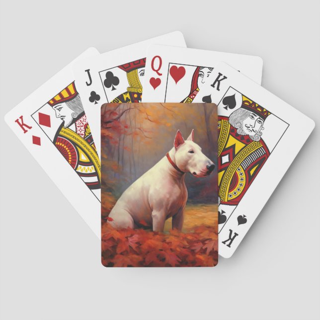 Jeu De Cartes Bull Terrier à l'automne Leaves automne Inspire (dos)