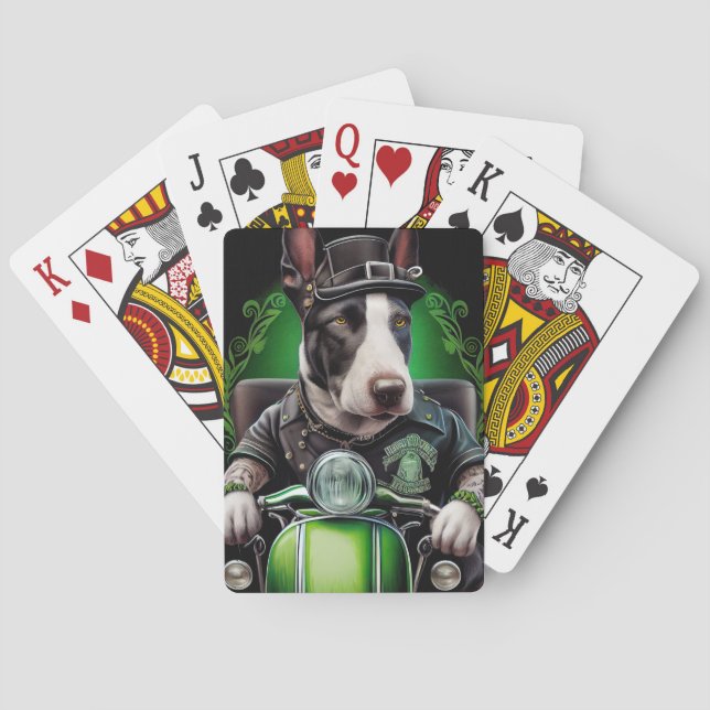 Jeu De Cartes Bull Terrier Chien Conduite Vélo St. Patrick's Day (dos)