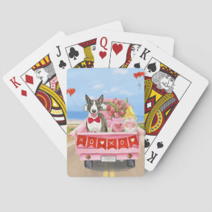 Jeu De Cartes Bull Terrier Chien Saint-Valentin Coeurs de camion