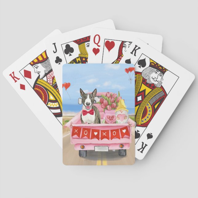 Jeu De Cartes Bull Terrier Chien Saint-Valentin Coeurs de camion (dos)