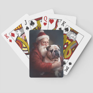 Jeu De Cartes Bulldog avec Noël Festif du Père Noël