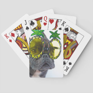 Jeu De Cartes Bulldog français sur la plage