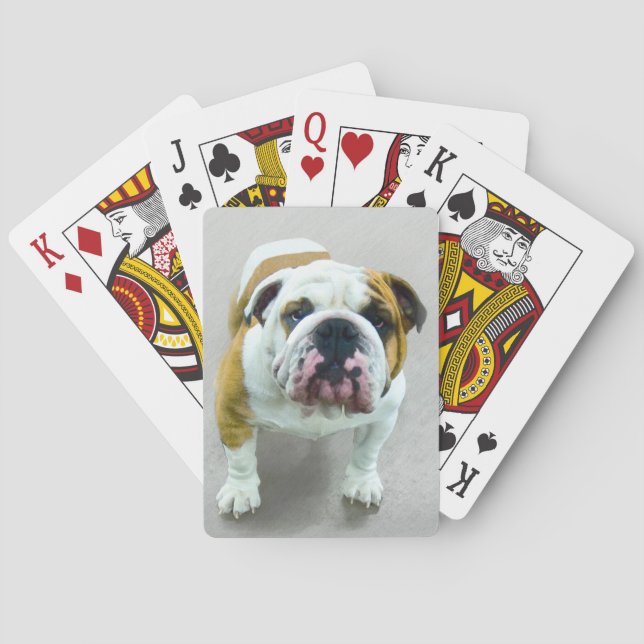 Jeu De Cartes Bulldog Painting - Cute Original Dog Art (dos)