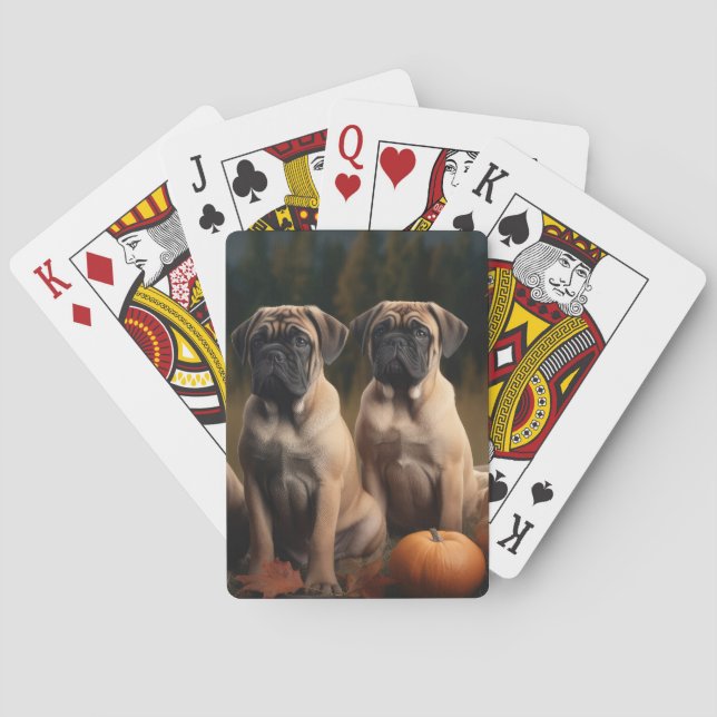 Jeu De Cartes Bullmastiff Chiot Automne Citrouille de plaisir (dos)