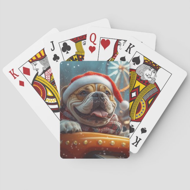 Jeu De Cartes Bullmastiff Dog Roller Dessous de verre Noël (dos)