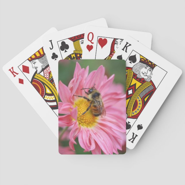 Jeu De Cartes Bumble Bee Sur Rose Daisy Flower #2 Nature (dos)