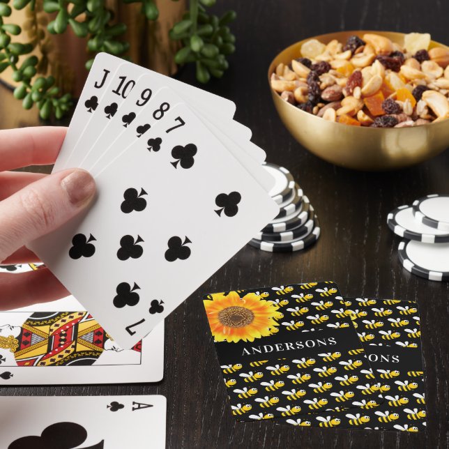 Jeu De Cartes Bumble noir abeilles tournesol nom de famille (In Situ)