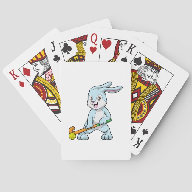 Jeu De Cartes Bunny au hockey sur gazon avec bâton de hockey (dos)