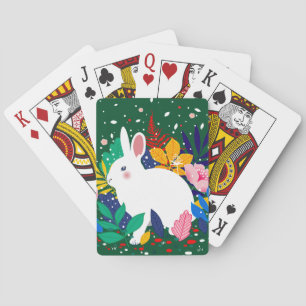 Jeu De Cartes Bunny blanc Fleur de la forêt de printemps