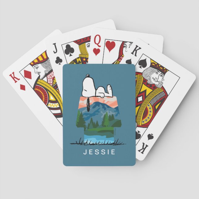 Jeu De Cartes cacahuètes | Snoopy Chien Sunset Voir Lecture Cart (dos)