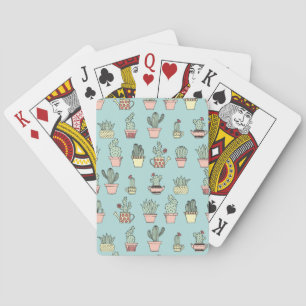 Jeu De Cartes Cactus Colorés En Motif Style Dessiné À La Main