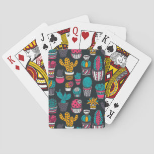 Jeu De Cartes Cactus dessinés à la main dans le Motif Style d'es