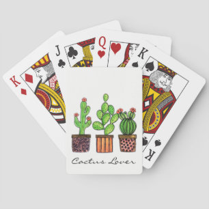 Jeu De Cartes Cactus mignon d'aquarelle dans des pots