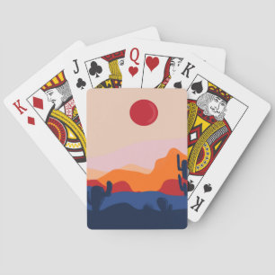 Jeu De Cartes Cactus Occidental coucher de soleil conception jeu
