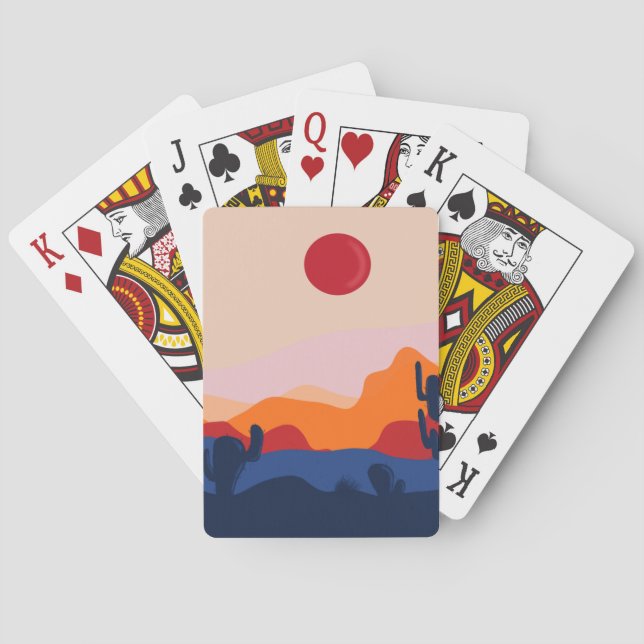 Jeu De Cartes Cactus Occidental coucher de soleil conception jeu (dos)