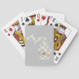 Jeu De Cartes Cactus Rempli Michigan Silhouette Accueil Sur Grey
