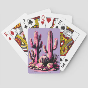 Jeu De Cartes Cactus roses Lot de cartes fond violet clair
