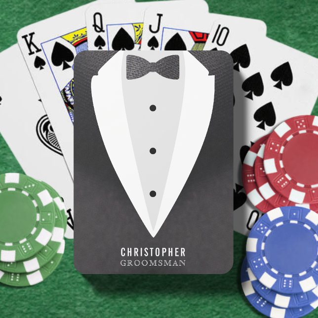Jeu De Cartes Cadeau de mariage pour garçon d'honneur (Groomsman Suit Wedding Favor Poker Cards
)