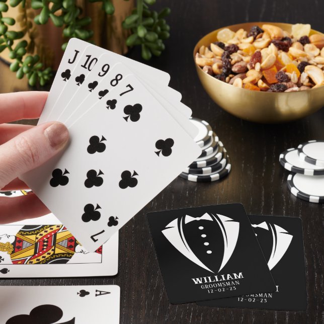 Jeu De Cartes Cadeau moderne noir et blanc Tuxedo Groomsman (In Situ)