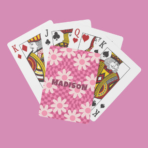 Jeu De Cartes Cadeau personnalisé avec nom Hippie Groovy Pink Da