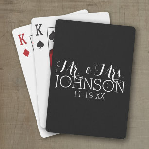 Jeu De Cartes Cadeaux de mariage noir uni Mr & Mrs
