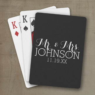 Jeu De Cartes Cadeaux de mariage noir uni Mr & Mrs