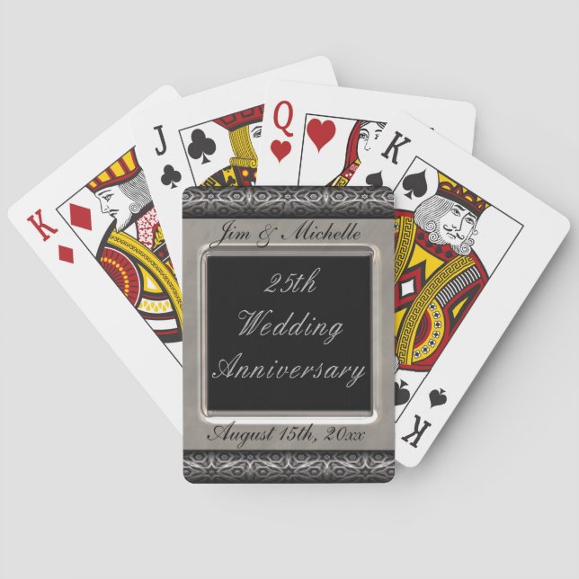 Jeu De Cartes Cadres d'ornement 25e anniversaire de Mariage (dos)