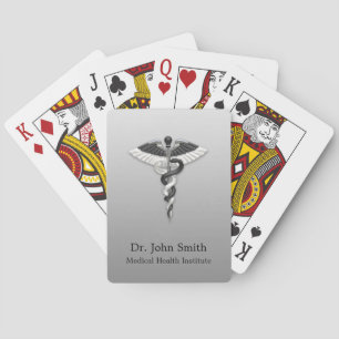 Jeu De Cartes Caducée Médical Noble Élégant Noir Blanc