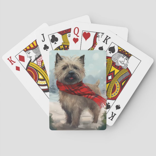 Jeu De Cartes Cairn Terrier Dog dans Noël de neige (dos)