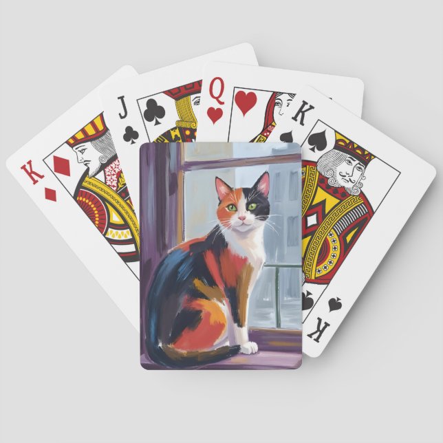 Jeu De Cartes Calico Cat | Watercolor Windowsill Pet (dos)