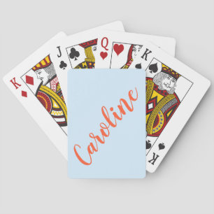 Jeu De Cartes Calligraphie personnalisée chic nom bleu orange