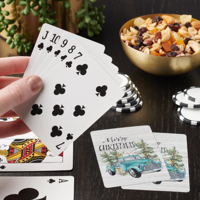 Jeu De Cartes Camion rustique Bleu Farmhouse | Noël (In Situ)