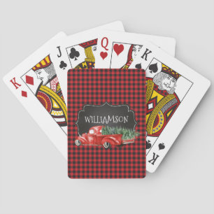 Jeu De Cartes Camion Vintage rouge et noir à bison rouge branché
