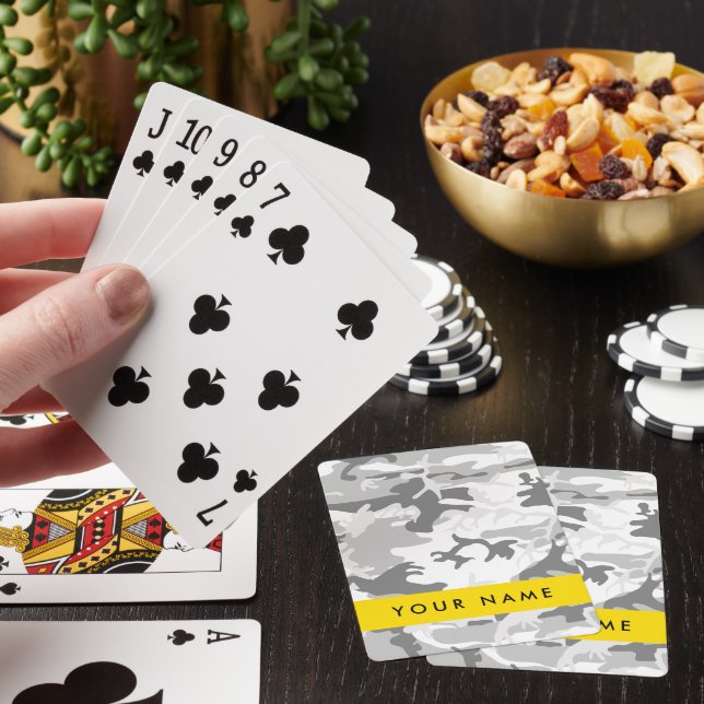 Jeu De Cartes Camouflage gris neige d'hiver Votre nom Personnali (In Situ)